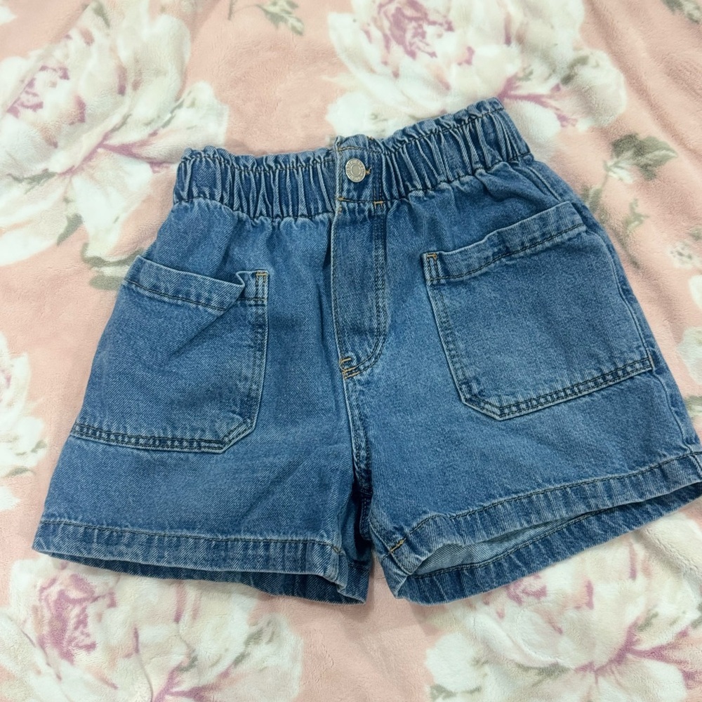 H&M Blue Elastic Waist Denim Shorts
